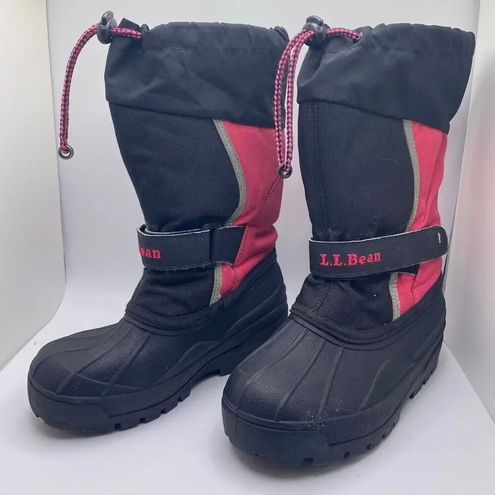 LL BEAN Kids 13 Northwoods Felt Lined Waterproof Warm Winter Boots Black & Pink